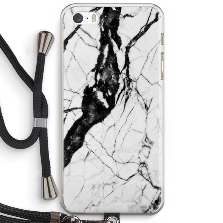 Witte marmer 2: iPhone 5 / 5S / SE Transparant Hoesje met koord
