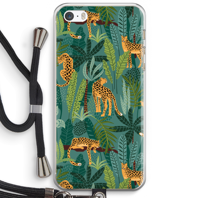 Luipaard 2: iPhone 5 / 5S / SE Transparant Hoesje met koord