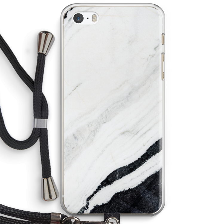 Elegante marmer: iPhone 5 / 5S / SE Transparant Hoesje met koord