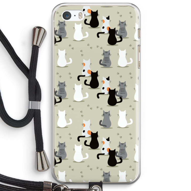 Katten: iPhone 5 / 5S / SE Transparant Hoesje met koord