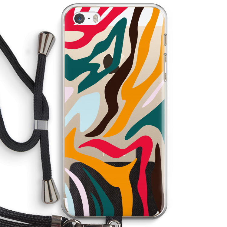 Colored Zebra: iPhone 5 / 5S / SE Transparant Hoesje met koord