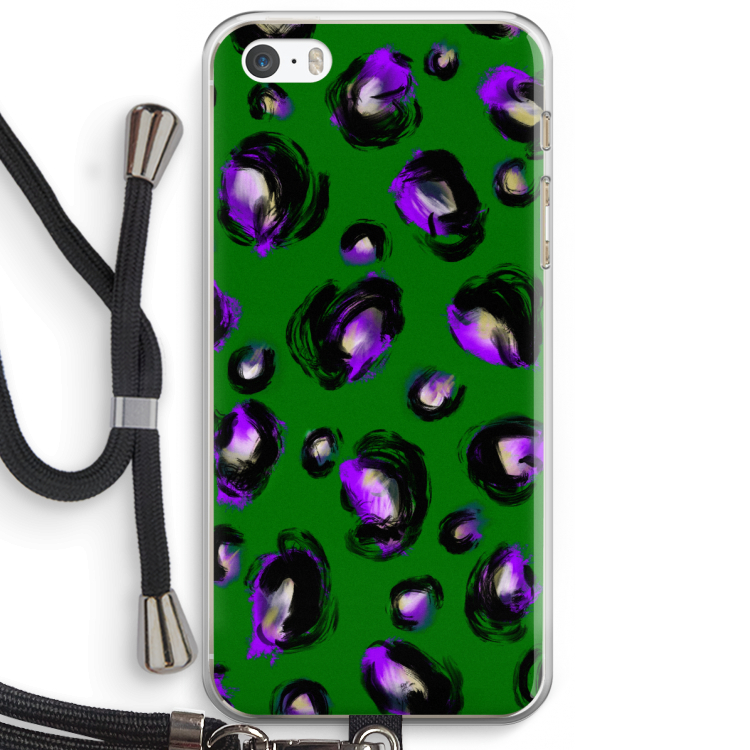 Green Cheetah: iPhone 5 / 5S / SE Transparant Hoesje met koord