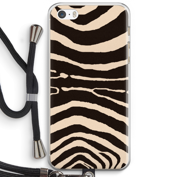 Arizona Zebra: iPhone 5 / 5S / SE Transparant Hoesje met koord