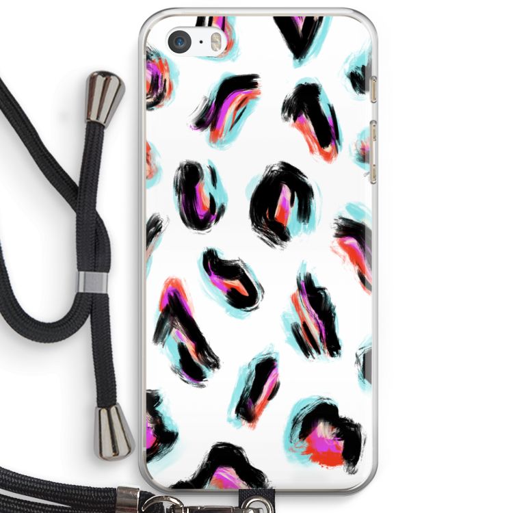 Cheetah color: iPhone 5 / 5S / SE Transparant Hoesje met koord