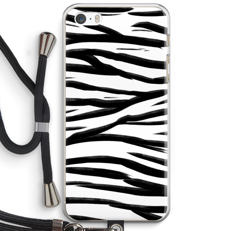 Zebra pattern: iPhone 5 / 5S / SE Transparant Hoesje met koord