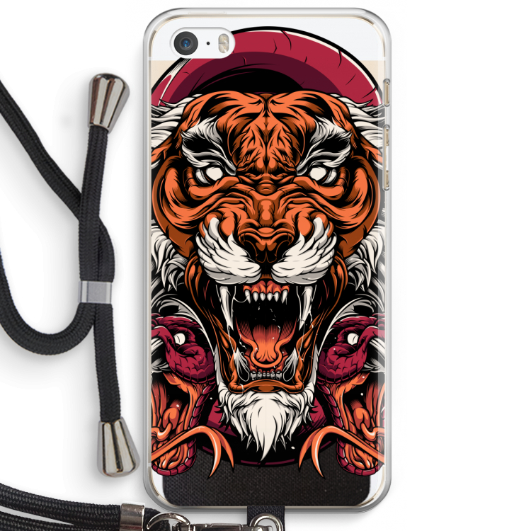 Tiger and Rattlesnakes: iPhone 5 / 5S / SE Transparant Hoesje met koord