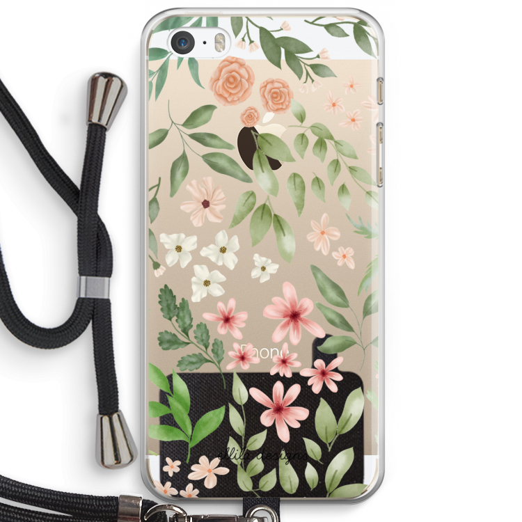Botanical sweet flower heaven: iPhone 5 / 5S / SE Transparant Hoesje met koord
