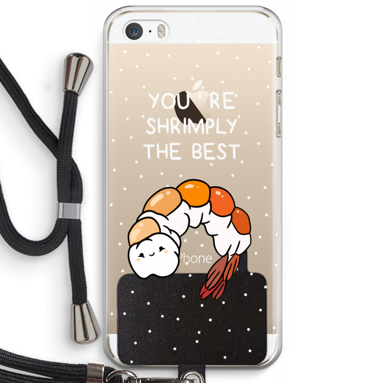 You're Shrimply The Best: iPhone 5 / 5S / SE Transparant Hoesje met koord