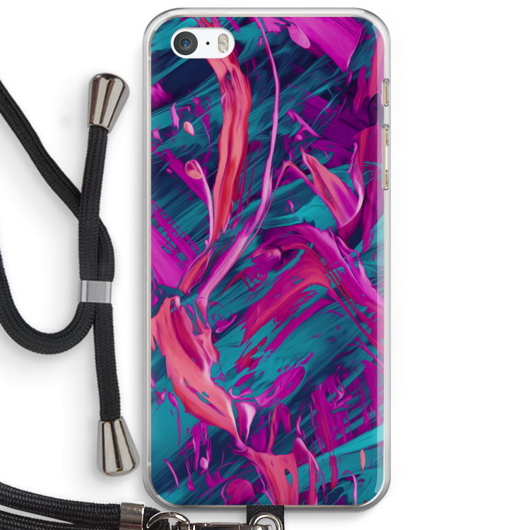 Pink Clouds: iPhone 5 / 5S / SE Transparant Hoesje met koord