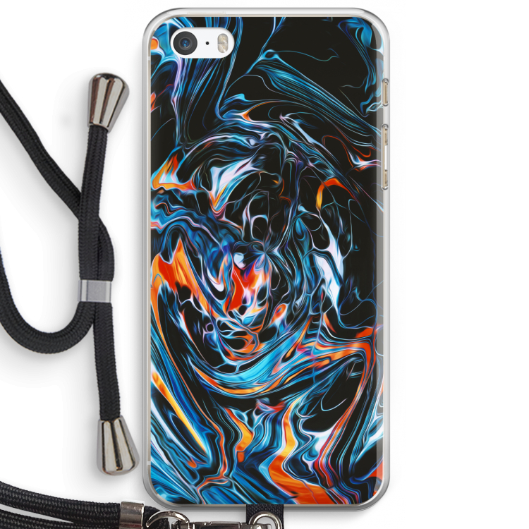 Black Unicorn: iPhone 5 / 5S / SE Transparant Hoesje met koord