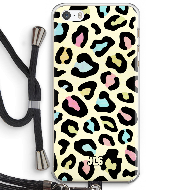 Leopard pattern: iPhone 5 / 5S / SE Transparant Hoesje met koord