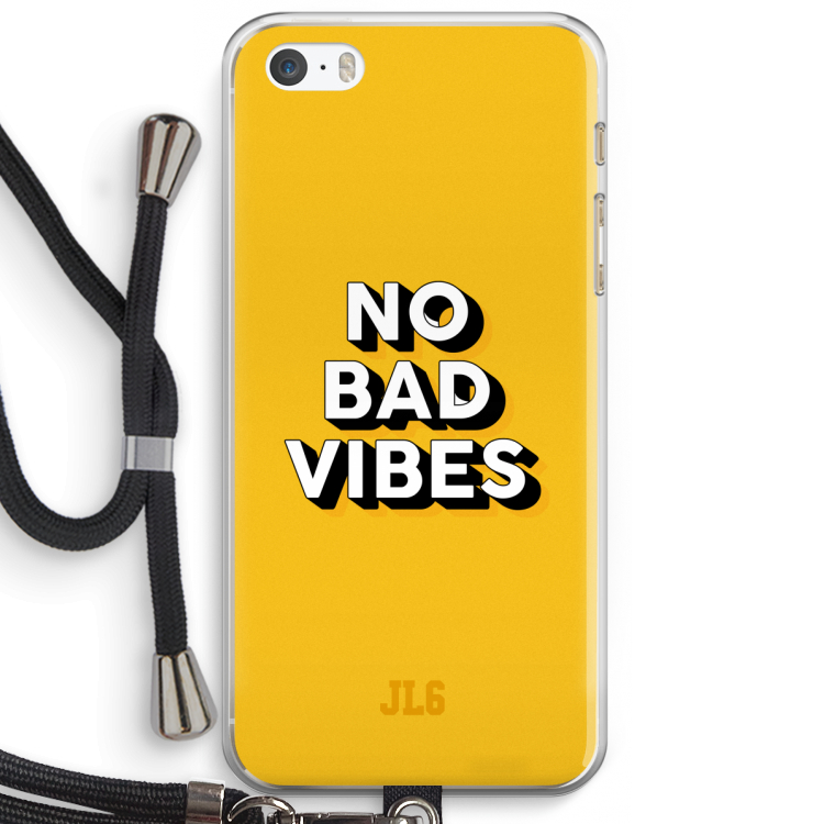 No Bad Vibes: iPhone 5 / 5S / SE Transparant Hoesje met koord