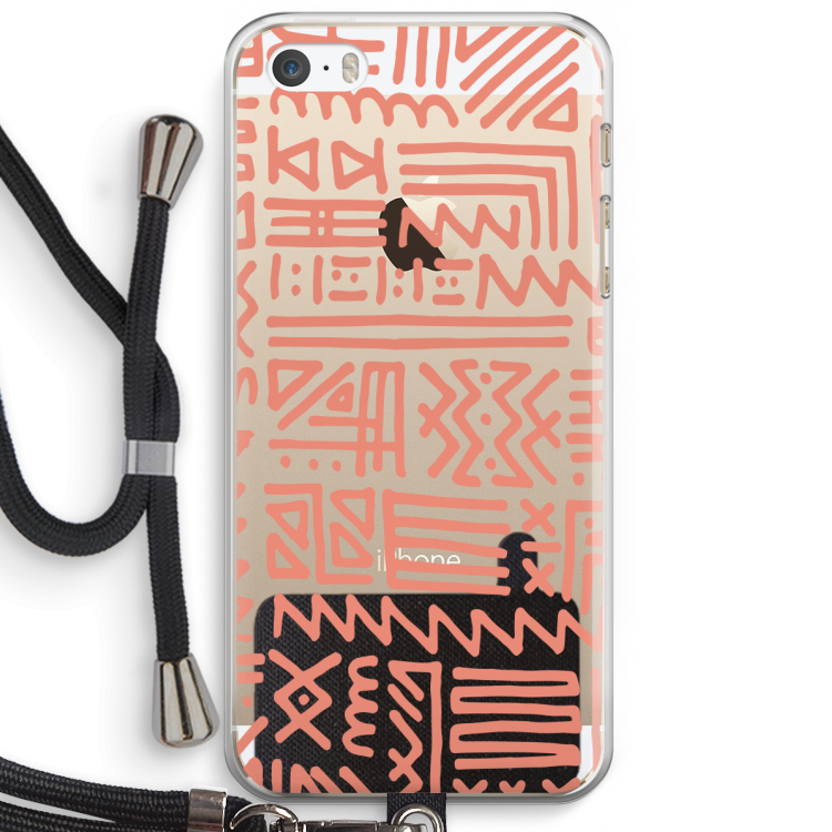 Marrakech Pink: iPhone 5 / 5S / SE Transparant Hoesje met koord