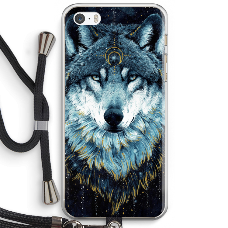 Darkness Wolf: iPhone 5 / 5S / SE Transparant Hoesje met koord