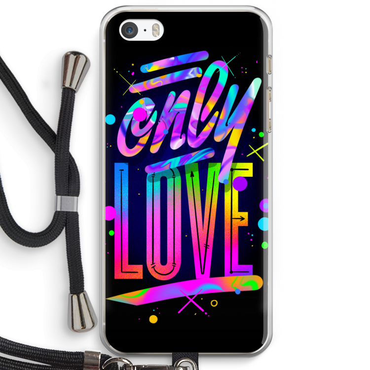 Only Love: iPhone 5 / 5S / SE Transparant Hoesje met koord