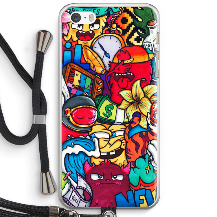 No Rules: iPhone 5 / 5S / SE Transparant Hoesje met koord