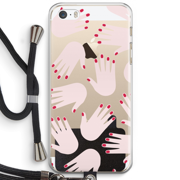 Hands pink: iPhone 5 / 5S / SE Transparant Hoesje met koord