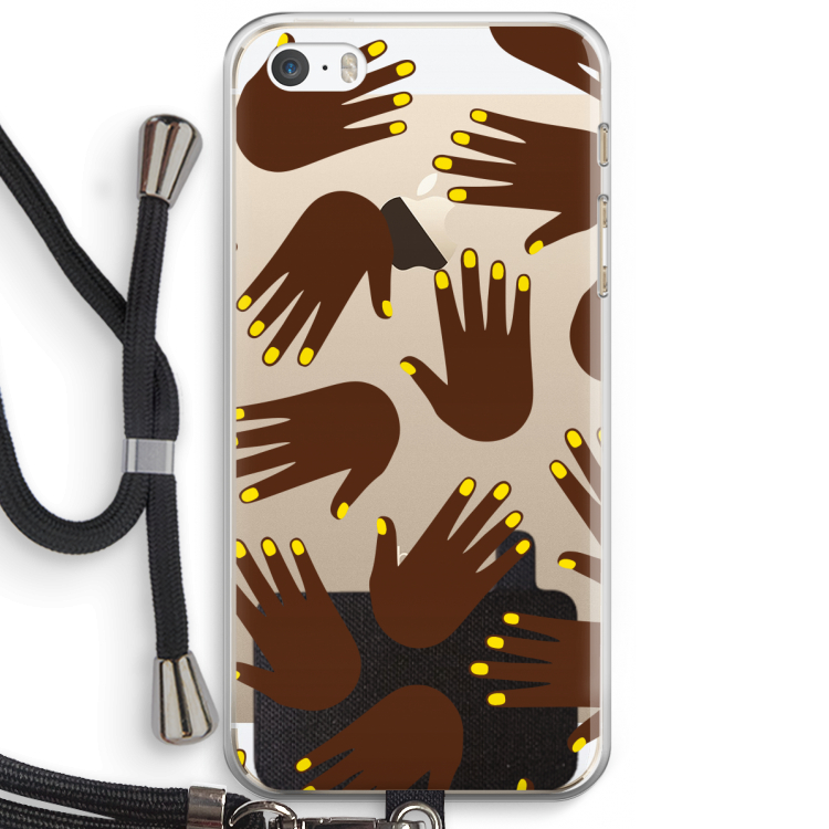 Hands dark: iPhone 5 / 5S / SE Transparant Hoesje met koord