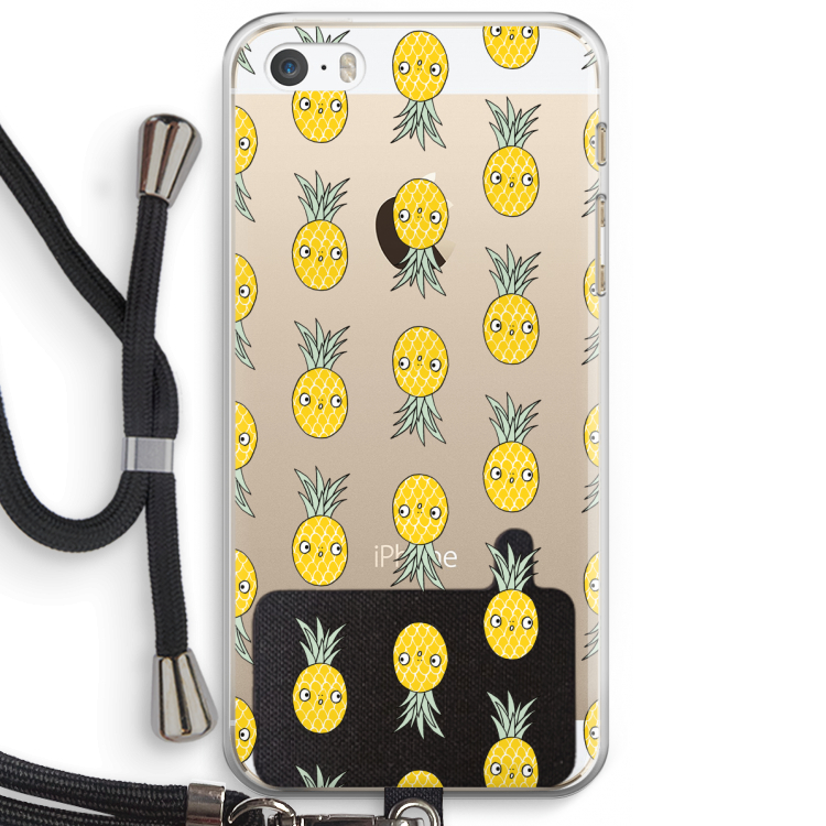 Ananas: iPhone 5 / 5S / SE Transparant Hoesje met koord