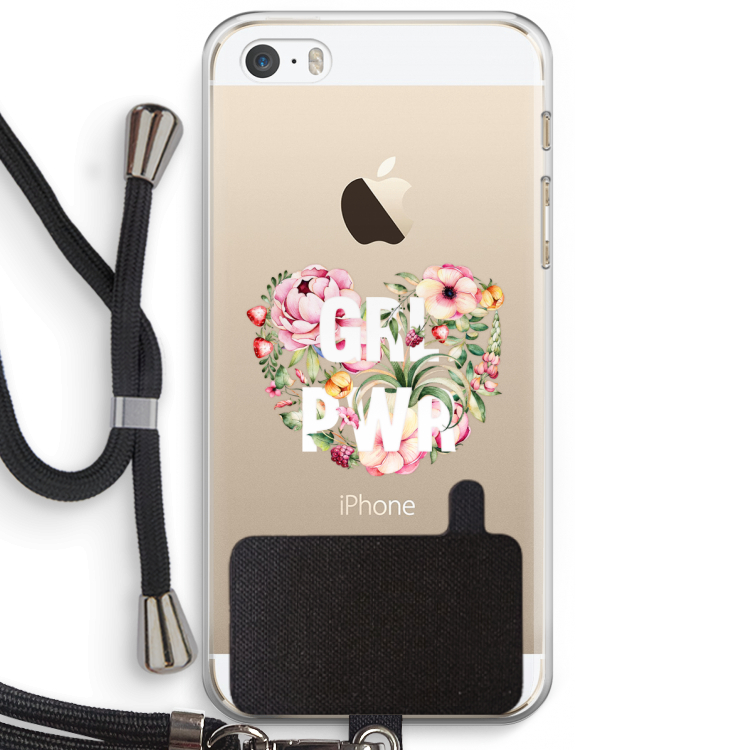 GRL PWR Flower: iPhone 5 / 5S / SE Transparant Hoesje met koord