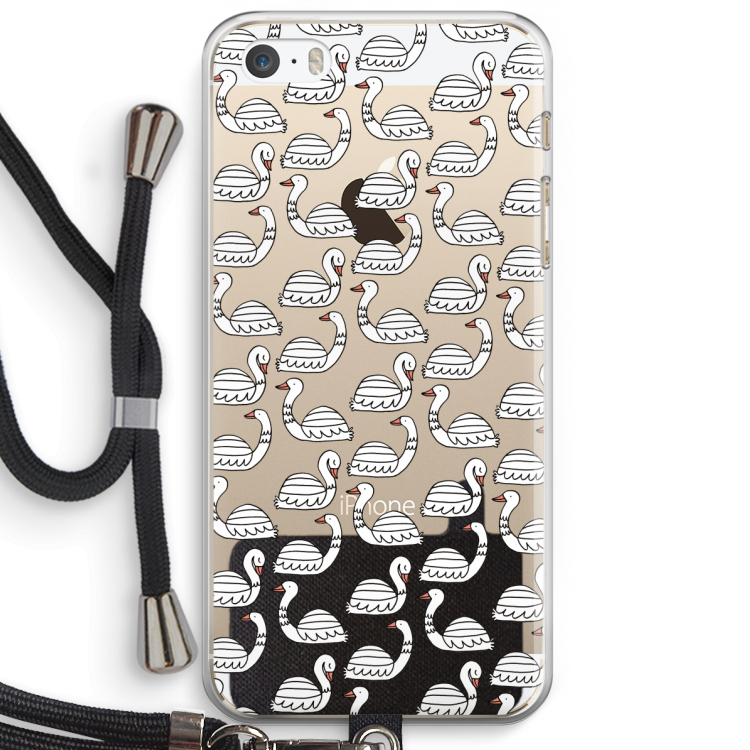 Zwanen: iPhone 5 / 5S / SE Transparant Hoesje met koord