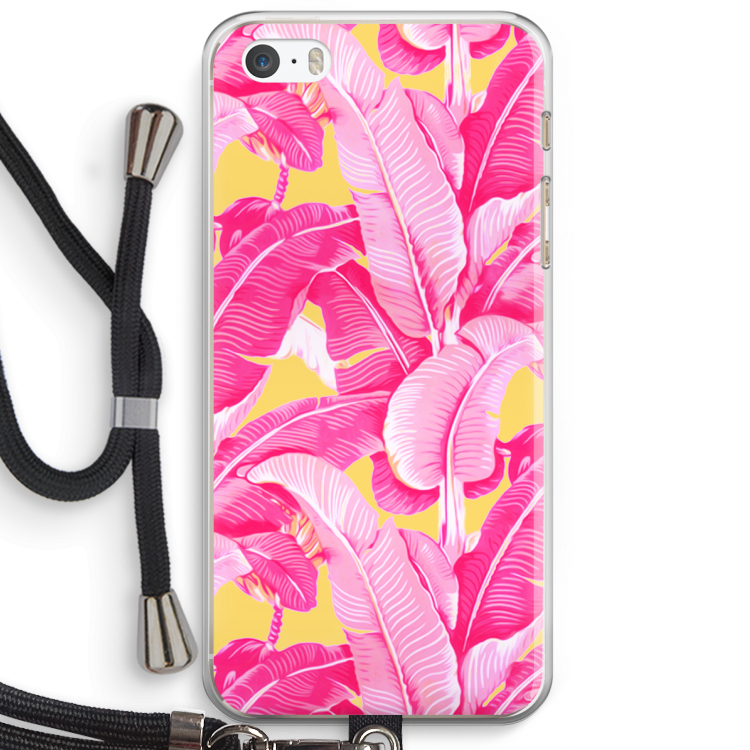 Pink Banana: iPhone 5 / 5S / SE Transparant Hoesje met koord