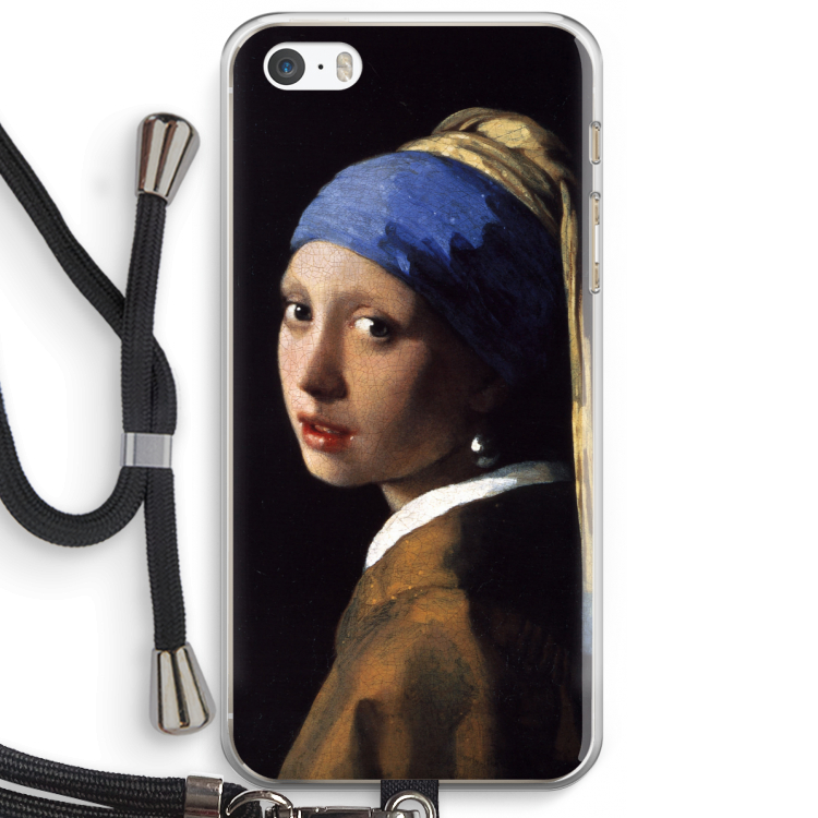 The Pearl Earring: iPhone 5 / 5S / SE Transparant Hoesje met koord