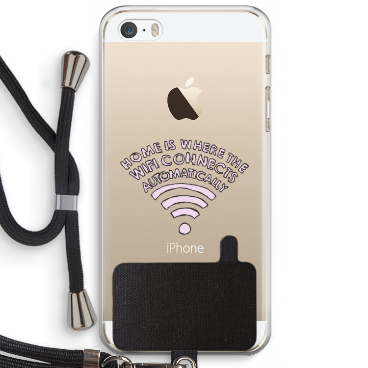 Home Is Where The Wifi Is: iPhone 5 / 5S / SE Transparant Hoesje met koord