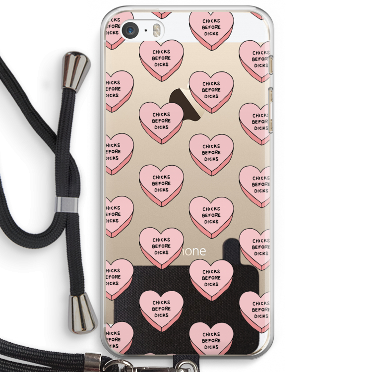 Chicks before dicks: iPhone 5 / 5S / SE Transparant Hoesje met koord
