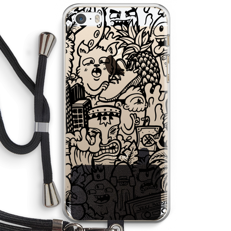 Vexx Black Mixtape: iPhone 5 / 5S / SE Transparant Hoesje met koord