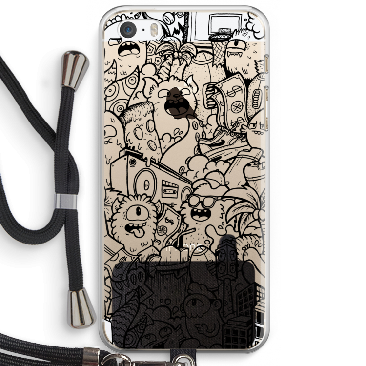 Vexx Black City : iPhone 5 / 5S / SE Transparant Hoesje met koord