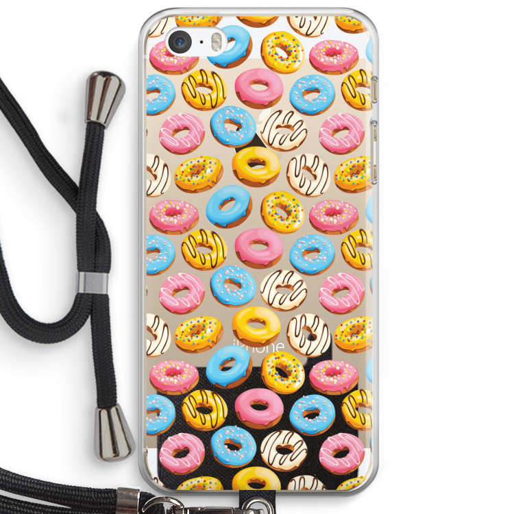 Pink donuts: iPhone 5 / 5S / SE Transparant Hoesje met koord