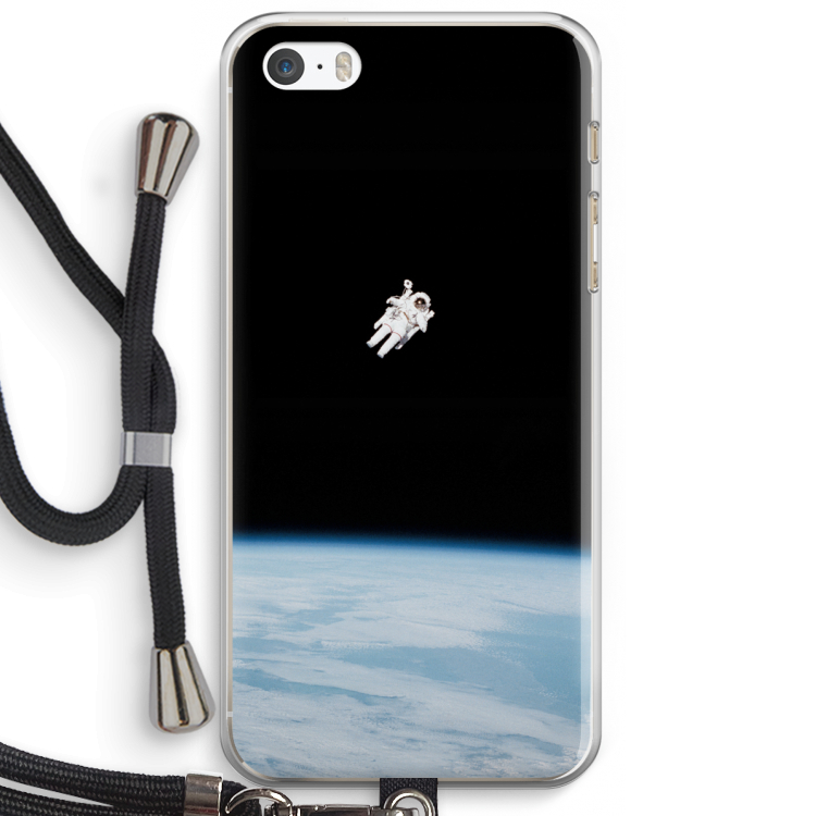 Alone in Space: iPhone 5 / 5S / SE Transparant Hoesje met koord