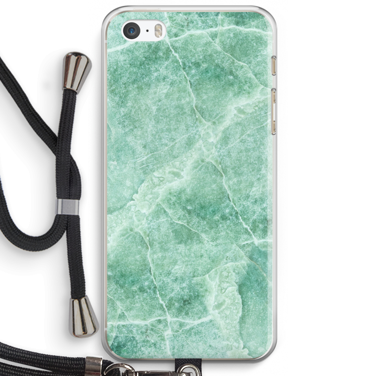 Groen marmer: iPhone 5 / 5S / SE Transparant Hoesje met koord