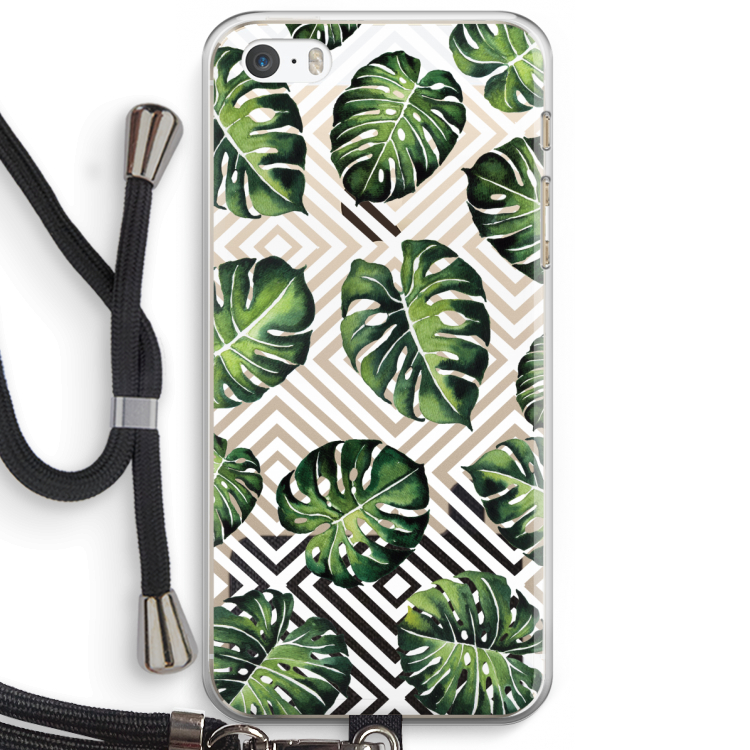Geometrische jungle: iPhone 5 / 5S / SE Transparant Hoesje met koord