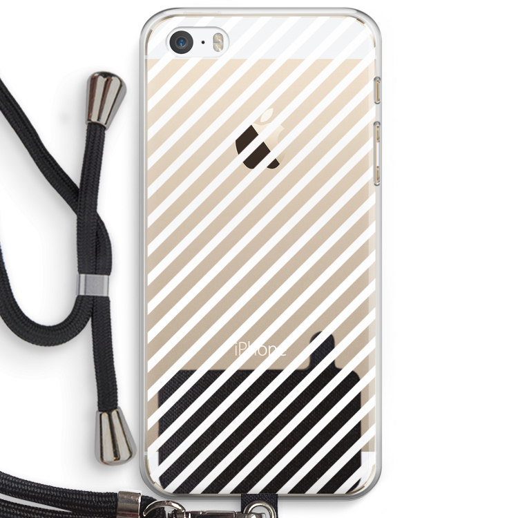 Strepen zwart-wit: iPhone 5 / 5S / SE Transparant Hoesje met koord