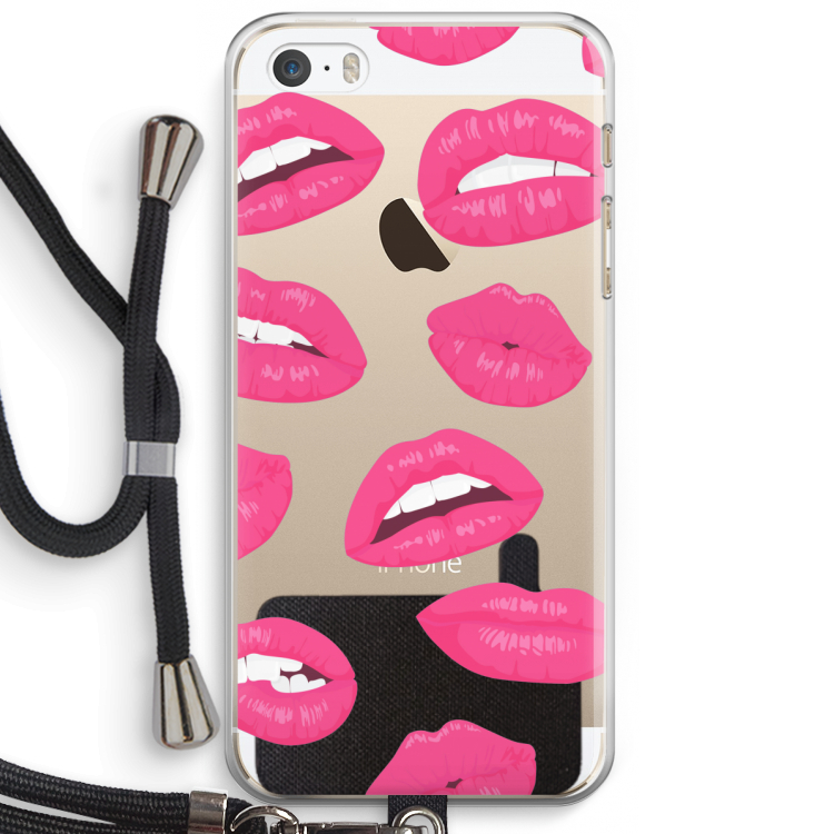 Bite my lip: iPhone 5 / 5S / SE Transparant Hoesje met koord