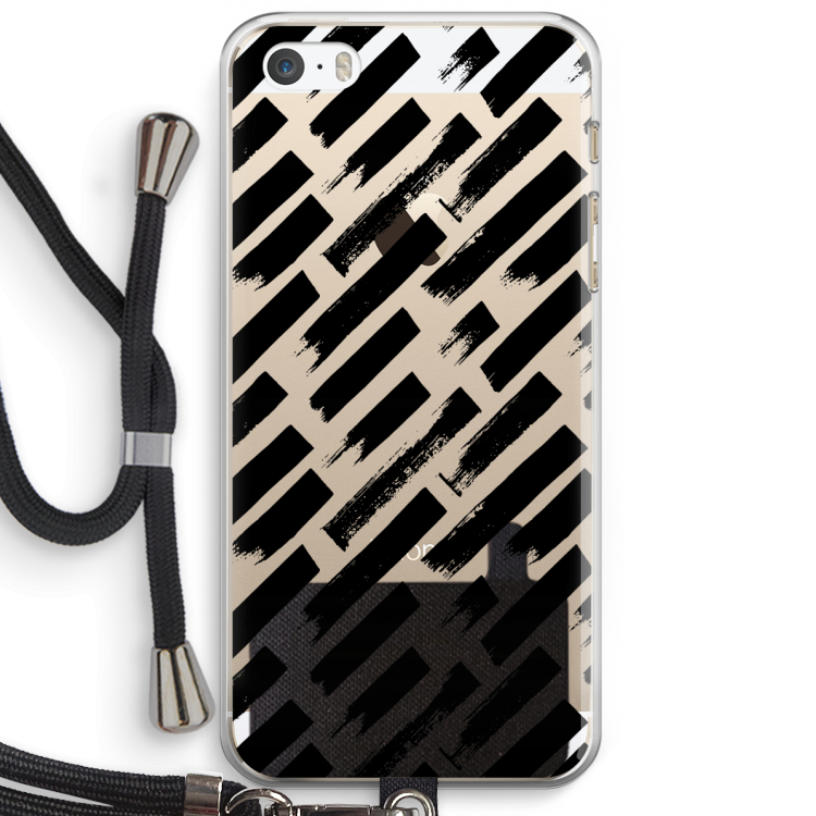 Zwarte vegen: iPhone 5 / 5S / SE Transparant Hoesje met koord