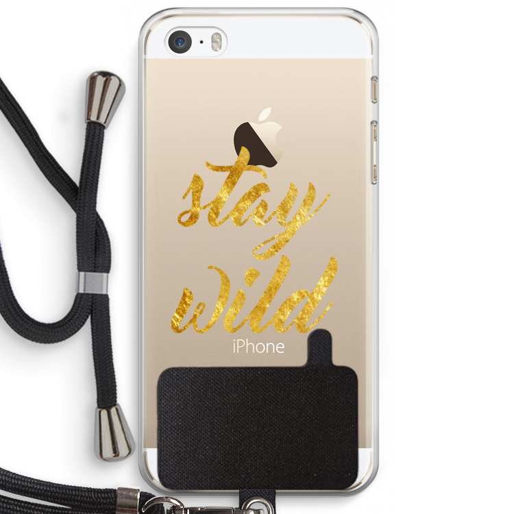 Stay wild: iPhone 5 / 5S / SE Transparant Hoesje met koord