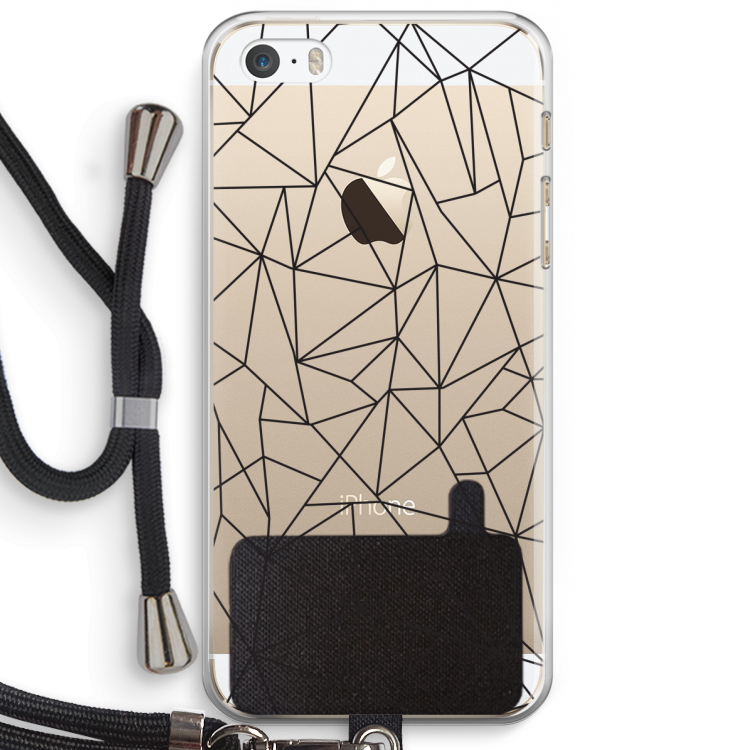 Geometrische lijnen zwart: iPhone 5 / 5S / SE Transparant Hoesje met koord
