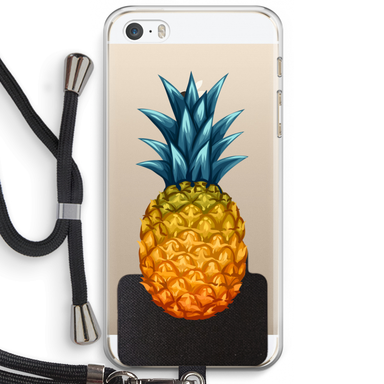 Grote ananas: iPhone 5 / 5S / SE Transparant Hoesje met koord
