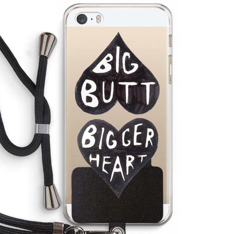 Big butt bigger heart: iPhone 5 / 5S / SE Transparant Hoesje met koord