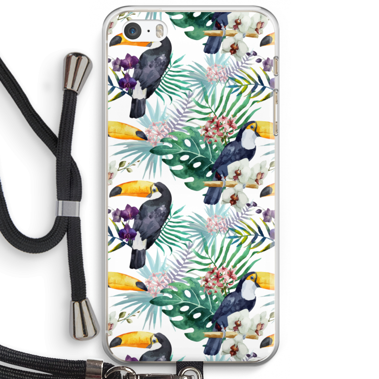 Tukans: iPhone 5 / 5S / SE Transparant Hoesje met koord