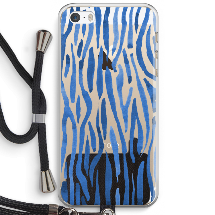Blauwe nerven: iPhone 5 / 5S / SE Transparant Hoesje met koord
