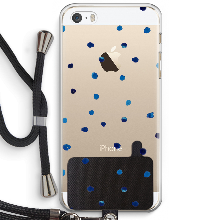 Blauwe stippen: iPhone 5 / 5S / SE Transparant Hoesje met koord