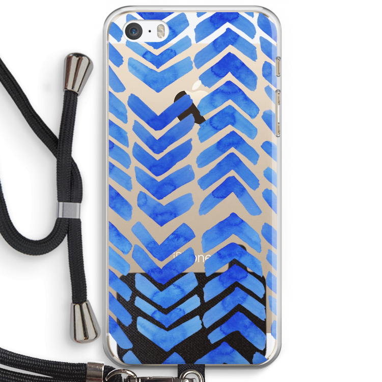 Blauwe pijlen: iPhone 5 / 5S / SE Transparant Hoesje met koord