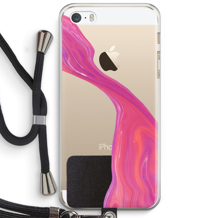 Paarse stroom: iPhone 5 / 5S / SE Transparant Hoesje met koord