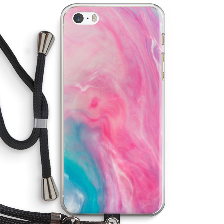 Roze explosie: iPhone 5 / 5S / SE Transparant Hoesje met koord