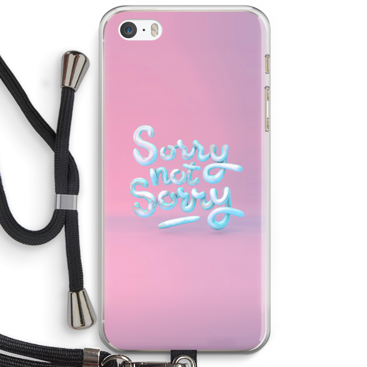Sorry not sorry: iPhone 5 / 5S / SE Transparant Hoesje met koord
