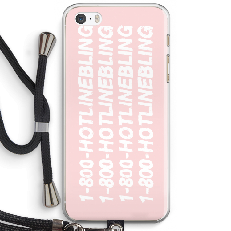Hotline bling pink: iPhone 5 / 5S / SE Transparant Hoesje met koord
